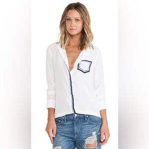 Earl Linear Border Blouse in Bright White & Jewel
EQUIPMENT Size Small NWT